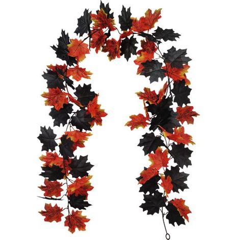 Halloween-Dekorationen, künstliche Zimmerblumen für Halloween, Halloween-Ahornblatt-Rattan (Rot) (1/5)