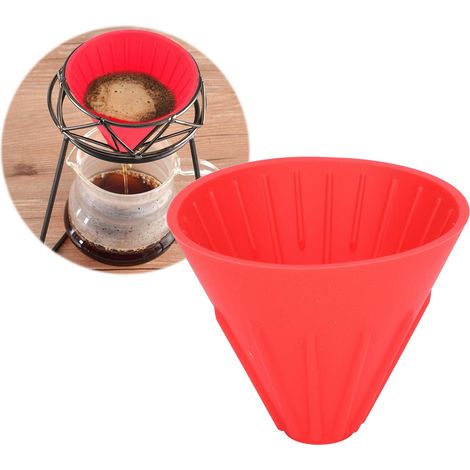 Tasse à café filtre en silicone réutilisable individuelle, entonnoir à café, rouge. (1/5)