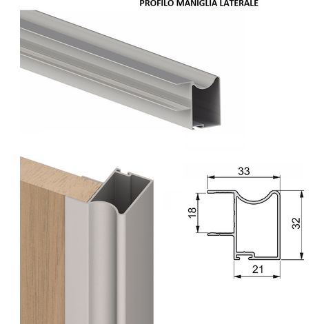 Profilo maniglia per kit armadio ante scorrevoli 18 mm placard emuca
