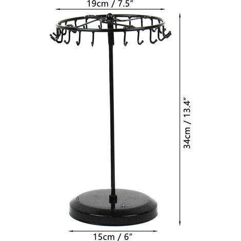 Paire de 23 crochets en laiton rotatif arbre à bijoux présentoir organisateur de bijoux (noir) (1/4)