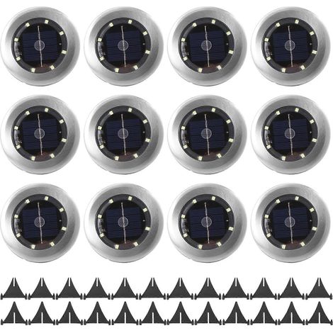 12er-Pack Solarleuchten für den Außenbereich, Garten, 8 LED-Solarleuchten, IP65 wasserdicht für Gartenwege, Rasenflächen, Terrassen, Höfe (1/5)