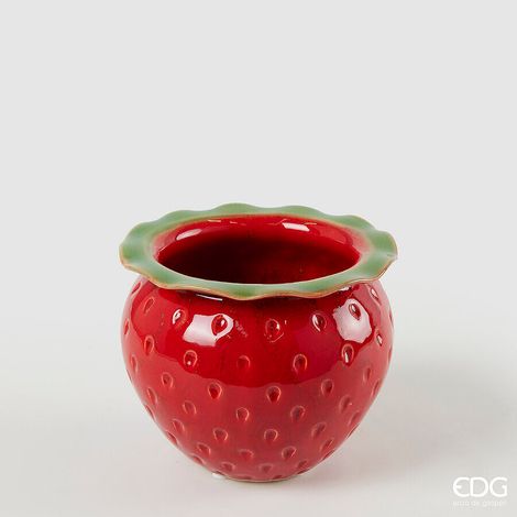 EDG Enzo De Gasperi Vaso Freaky Fragola H 12,5 Cm D 15 Cm Ceramica Waterproof Green Red