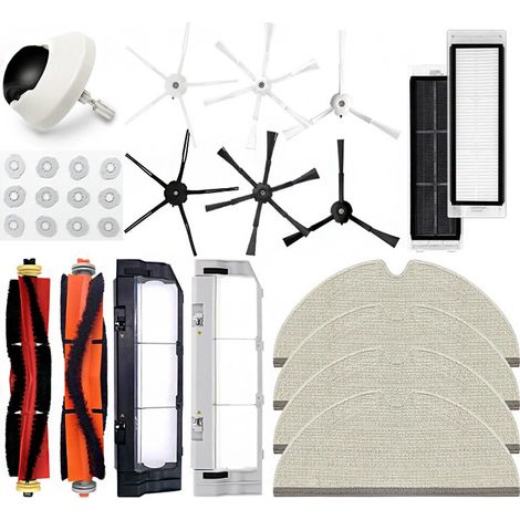 Kit d'accessoires pour aspirateurs robots S5/T6/T7, comprenant une brosse rotative, une brosse latérale, un filtre et une serpillière. (1/4)