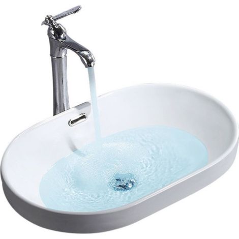 REA – Vasque à encastrer céramique blanche 615x420x170mm – Trou de débordement – Pour salle de bain moderne