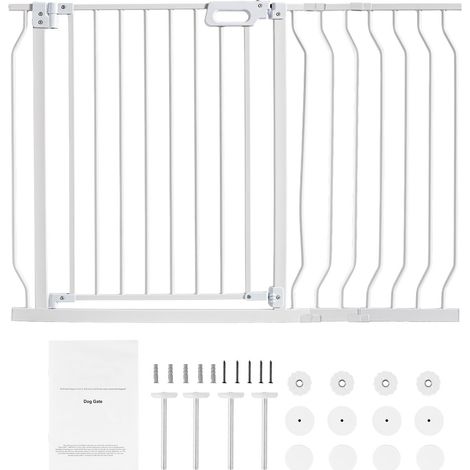 Mophorn Babygitter, 75–122 cm extra breit, 76,2 cm hoch, Easy Step Walk-Thru-Schutzgitter für Kinder und Haustiere mit automatischem Schließmechanismus, Druck- und Wandmontage-Kits