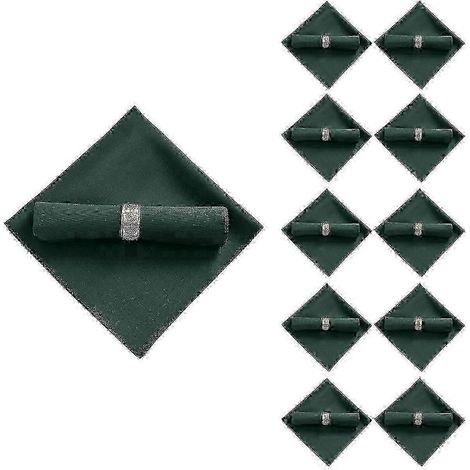 Lot de 10 serviettes de table en polyester 48 x 48 cm, idéales pour les restaurants, les mariages et les banquets, vert foncé (édition 0107). (1/5)