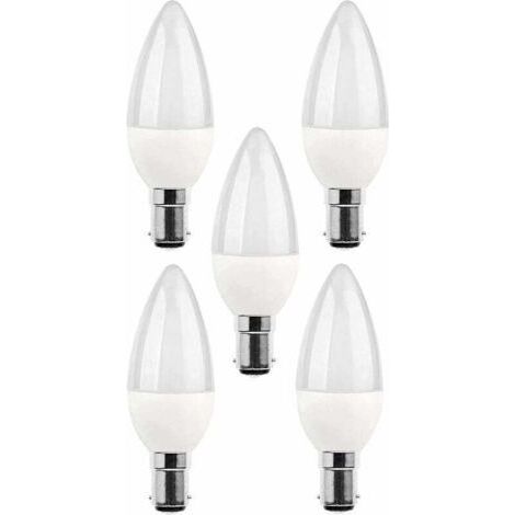 5 packs d'ampoules LED B15, ampoule incandescente 5 W, 220V 270 lm, lumière du jour 3000 K, ampoule B15 à culot baïonnette, [classe d'efficacité énergétique A+]. (1/4)
