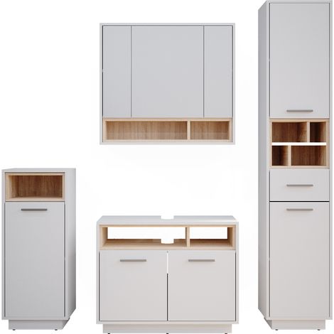 Set mobili bagno Beatrice, Bianco, 4 parti, Vicco