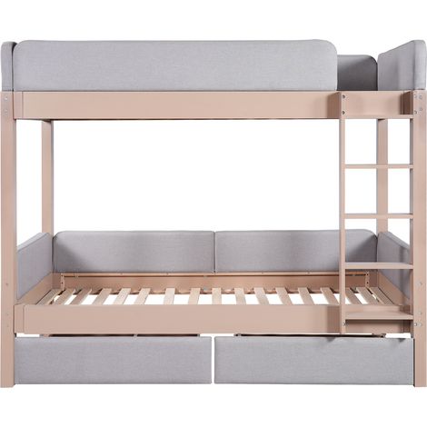 Litera infantil 90x200 cm de madera y MDF gris natural con 2 cajones (1/5)