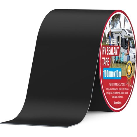 Ruban Adhésif de réparation de VR noir,ruban en caoutchouc butyle,10cmx10m,Ruban pour Caravane,Black rv sealant tape pour RV,Camping-Car,toiture,Bateau réparer Les Fuite (1/5)