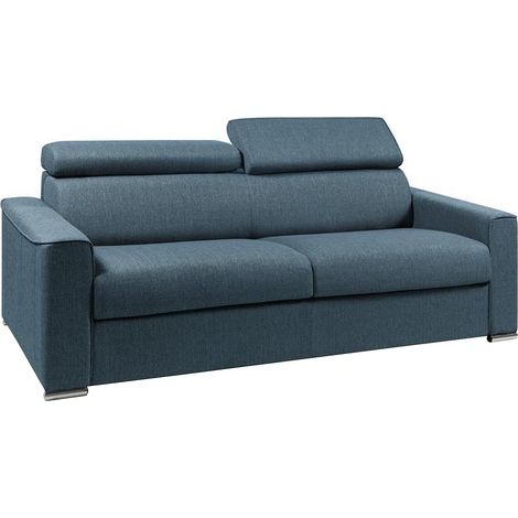 Divano letto 4 posti express in tessuto blu con seduta memory foam Letto 160 cm Materasso 14 cm - VIZIR