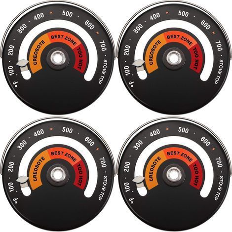 (4 Pièces) Thermomètre Magnétique Thermomètre Poêle à Bois Thermomètre de Conduit de Cheminée Thermomètre de Température Poêle pour Éviter un Ventilateur Endommagé par une Surchauffe (1/5)