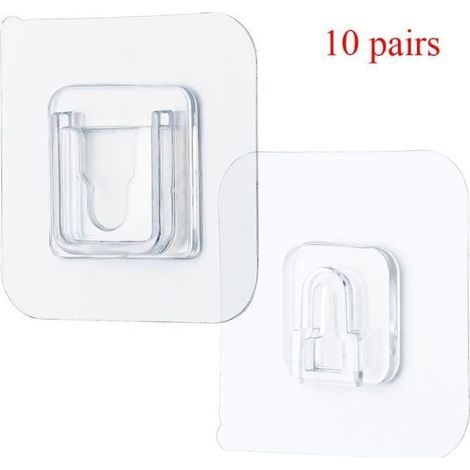 Ventouse - crochet,Crochet mural adhésif DoubLe face solide,crochet Transparent,ventouse,support de rangement - 10 pairs -6cmX6cm