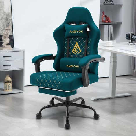 Fauteuil de jeu ergonomique ANDYOU en cuir PU style racing - Confortable et réglable, bleu marine Fauteuil de jeu ergonomique ANDYOU en cuir PU style racing - Confortable et réglable, bleu marine