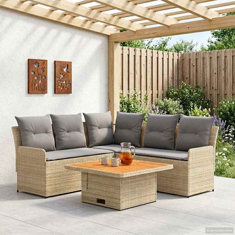 vidaXL Ensembles de meubles 4 pc Beige et Gris clair Rotin PE (1/5)