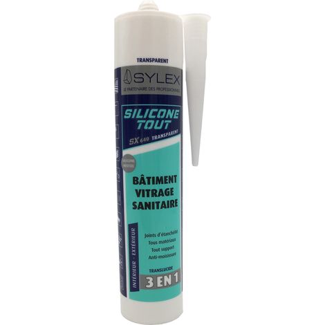 Mastic Sylex SX 640 Silicone 3 en 1 Silicone Tout 280ml  Couleur: TRANSLUCIDE