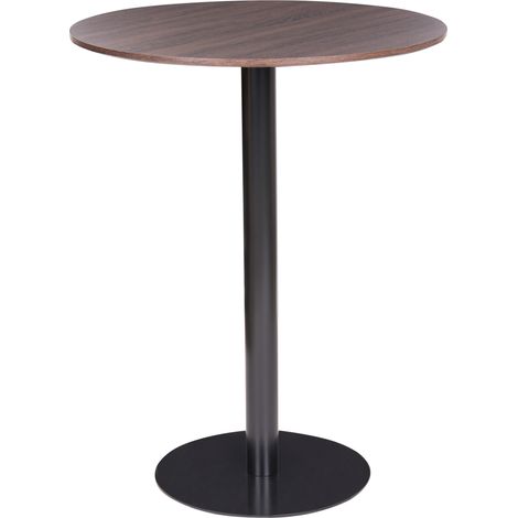 Mesa alta de bar con base de metal y tablero de MDF 80 x 80 cm cocina marrón oscuro y negro Morella