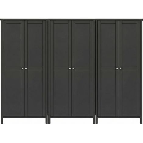 Tromsø Kleiderschrank 6 Türen kaffeefarben.
