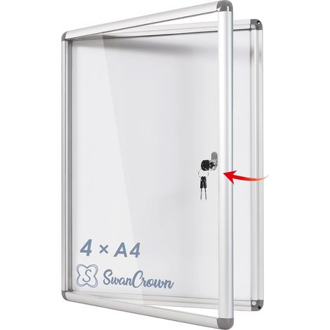 Wall Display Board, 4 x A4, Display Cabinet with Lock (1/5)