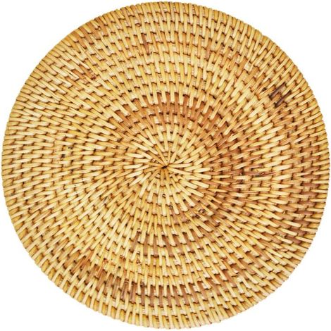 Napperon rond en rotin, Nappe de table de cuisine, dessous de verre, tapis de bol, tapis de rembourrage, coussin isolant, napperons ronds faits à la main 2 pièces (1/5)