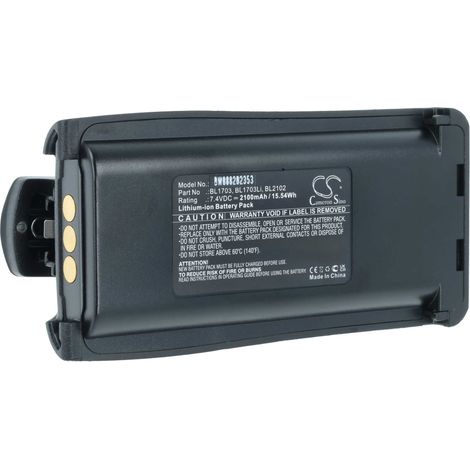 vhbw Akku kompatibel mit Hyt / Hytera TC-780M, TC-780U, TC-780V, TC 800M Funkgerät, Walkie Talkie (2100mAh, 7,4V, Li-Ion)