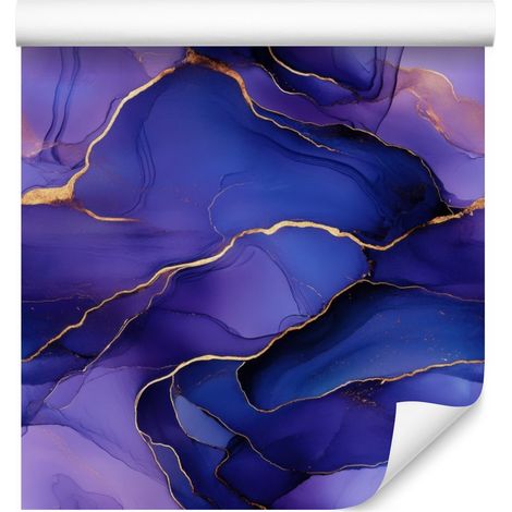 Papier peint bleu encre à fond violet pour salon et chambre 50x1000 cm (1/5)