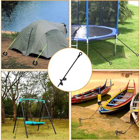 Set mit 4 Trampolinankern, 7 cm dick x 38 cm lang, robuste Zeltanker, Windschutz, rostbeständige Schaukelanker für den Außenbereich, feste Spiralanker für Unterstände, Markisen, Planen und Gartenhäuse (1/5)