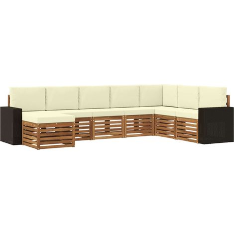 Outdoor-Sofagarnitur 8 Stk. Natur und Creme vidaXL (1/5)