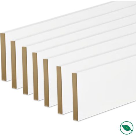 Forestea – Lot de 7 plinthes MDF bord carré revêtues blanc 2200 x 120 x 12 mm – Label PEFC 70% – Pour finitions impeccables