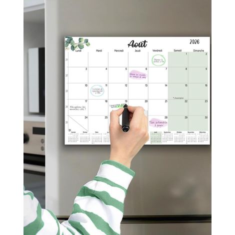 Calendrier Magnetique Frigo 2026 2027 32 22CM, Calendrier Familial Août 2026 - Déc.2027, Calendrier de l'Avent Organisateur Planning, Bureau et Maison, Planificateur mensuel (Français) (1/5)