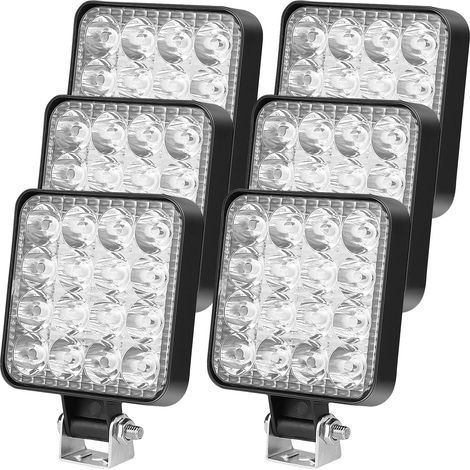 Set mit 6 quadratischen LED-Flutlichtstrahlern, 48 W, 12 V, IP67 wasserdicht, kaltweißes Licht für Traktoren, LKWs, ATVs (1/5)