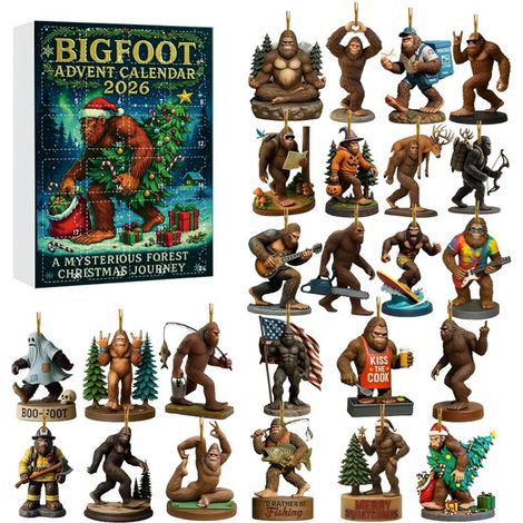 Calendrier de l'Avent Bigfoot 2026, 24 décorations suspendues en acrylique 2D avec de mystérieux motifs d'homme-singe, ornements de sapin de Noël uniques pour collectionneurs (1/5)