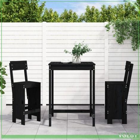 Ensemble de bar de jardin - FAFEICY - 3157797 - Noir - Bois de pin massif - 3 pièces (1 table + 2 tabourets) (1/5)