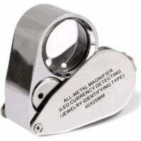 Loupe de bijoutier 40X Loupe Pliante en métal avec loupe à lumière UV LED pour Diamants bijoutiers pièces de Monnaie (Reconnaissance de Devise/Identification de Bijoux) (1/5)