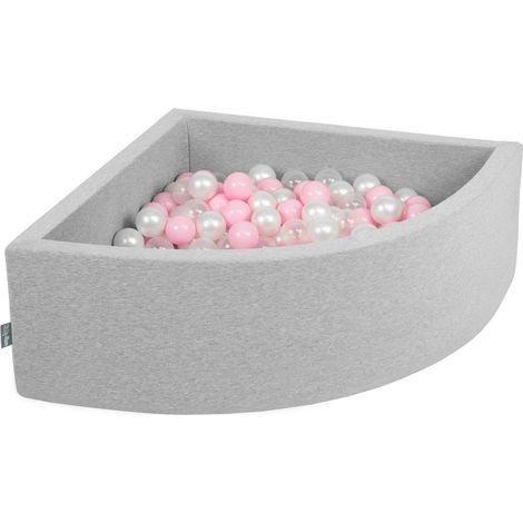 KiddyMoon 90X30cm/200 Palline Piscina Di Palline Colorate ∅7Cm Per Bambini Quarto Angolare In EU, Grigio Ch:Rosa Ch/Perla/Trasparente (1/4)