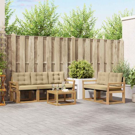 vidaXL Outdoor-Sofagarnitur mit Kissen 6 pcs Weiß und Beige (1/5)