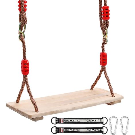 Columpio de exterior, asiento de columpio para niños y adultos, con cuerda ajustable, para árbol, área de juegos al aire libre e interior. (1/5)