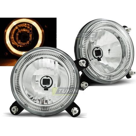 Paire de feux phares VW Golf 1 / Golf 2 angel eyes chrome-27361888