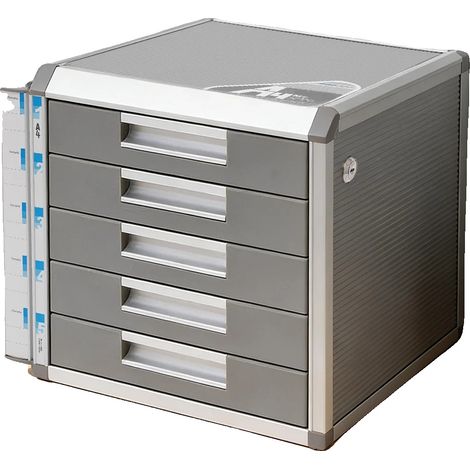 Organizador de archivos, aleación de aluminio, 5 cajones, dimensiones 31,5 x 35 x 29,8 cm, tamaño de archivo A4, no requiere montaje. (1/5)