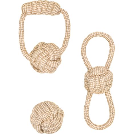 3 Jouets Chien Corde Coton Chanvre Naturel, à Macher, Jouet interactif pour Chien Chiots (1/5)