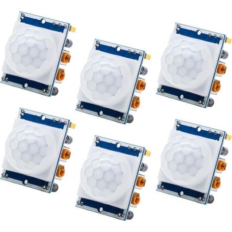 Lot de 6 modules de détecteur de mouvement PIR infrarouge compatible avec Arduino et Raspberry Pi