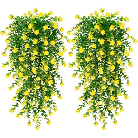 Lot de 6 fleurs artificielles d'extérieur résistantes aux intempéries et aux UV - Plantes artificielles de balcon à suspendre - Plantes artificielles en plastique pour extérieur, jardinière (1/5)