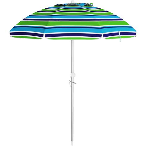 Parasol de plage inclinable rond UV40 hauteur réglable avec sac de transport