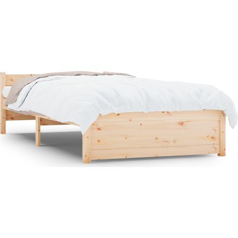 Lit adulte pour 1 personnes, Structure de lit, Assemblage Facile, Bois massif 75x190 cm Petit simple OIB7291E (1/5)