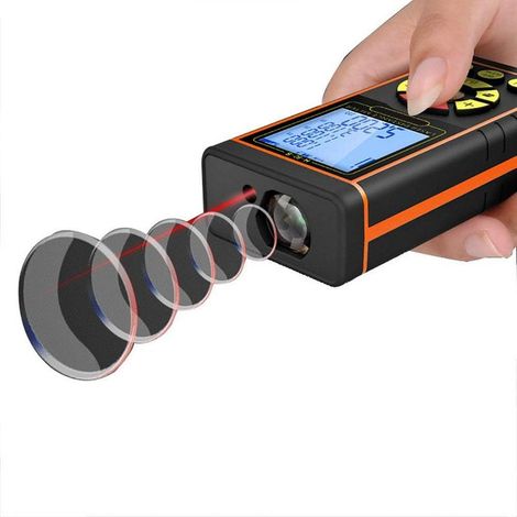 Mesure Laser 40m/60m/80m/100m, Distancemètre Laser Portable, Outil de Mesure Numérique à Poignée, avec Rétroéclairage Niveau à Bulle et écran LCD 4 Lignes avec étui de Transport,Black-40m (1/5)