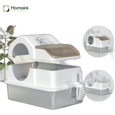 Bac à litière pour chat en abs inox acier blanc 60.5 x 40.5 x 45 cm HOMAIRE (1/5)