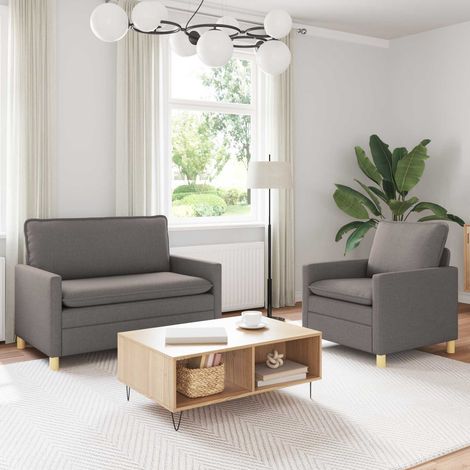 vidaXL Ensemble de Canapés 2 pc Taupe Tissu (1/5)