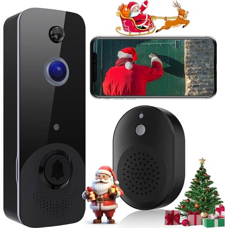 Drahtlose Türklingel mit Kamera, 720P HD Wi-Fi Smart Video Intercom, PIR-Bewegungserkennung, Zwei-Wege-Audio, Nachtsicht, Weitwinkel, Batterien nicht im Lieferumfang enthalten (1/5)