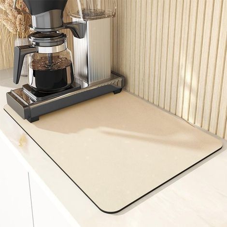Einzeln verpackte saugfähige Matte, 40 x 60 cm, selbsttrocknend, rutschfest, für Arbeitsplatten, Bars, Kaffeemaschinen, als Platzdeckchen, cremeweiß. (1/5)