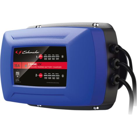 Draper 13102 Schumacher SC348 2 Bank 12V On Board Marine Battery Charger, 15A